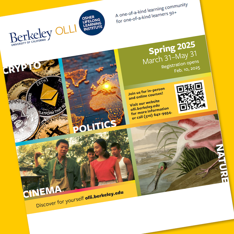 Cover of spring brochure against bright yellow background