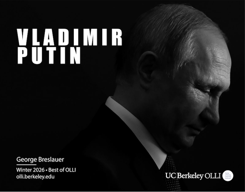 A moody portrait of Vladimir Putin head down in shadows