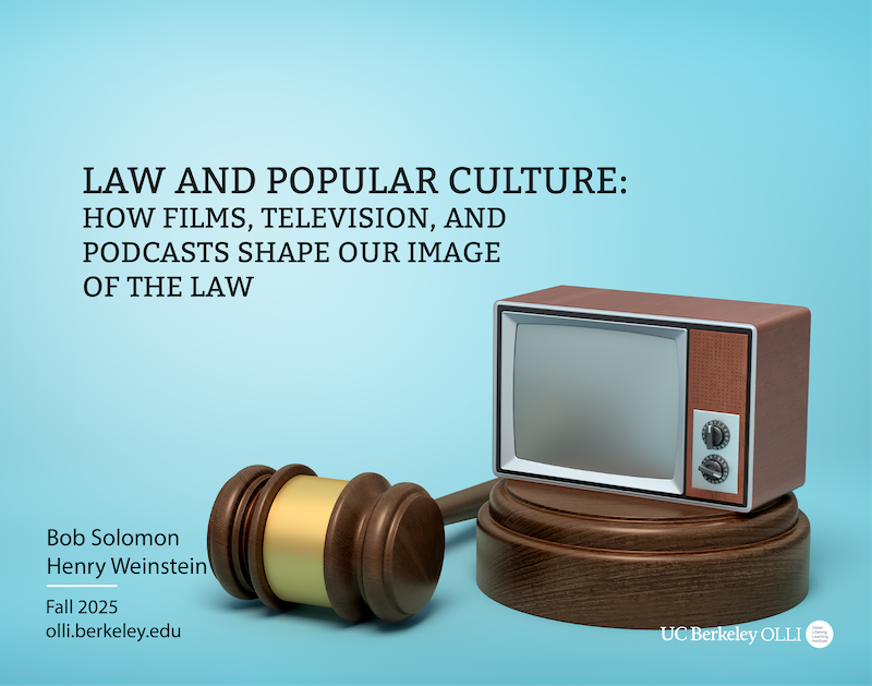 Old-style TV on by a judge's gavel against a blue backdrop